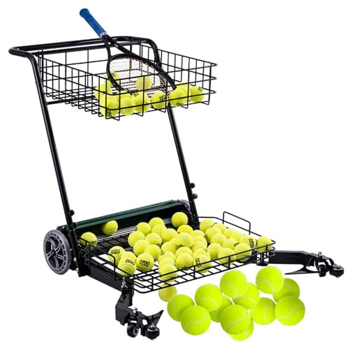 Carrello per raccogliere palline da tennis, cestino automatico per raccogliere palline da tennis, contiene fino a 290 palline da tennis, arancione