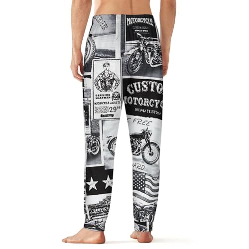 Vintage Motorcycles Mens Pajama Pants Lightweight Lounge Classic Long Pants Sleepwear Loungewear Elastic Waistband2