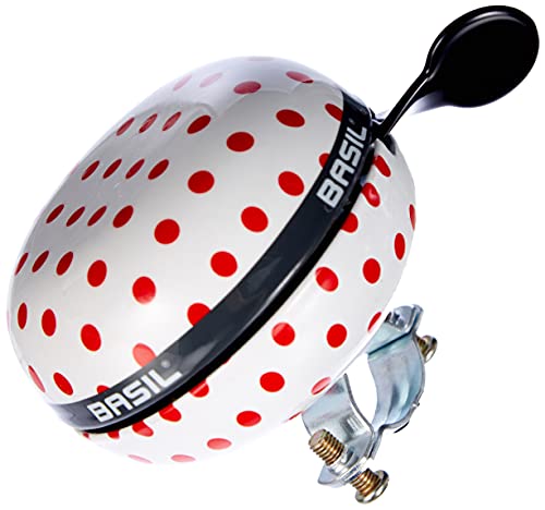 Basil Polkadot Fahrradklingel - Geeignet für Elektrisches, City, Damen, HerrenKinderfahhrad - 80mm Ø - White/red dots