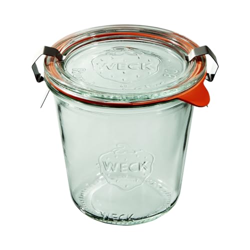 Weck Mold 290 ml 6-teiliges Glas mit Deckel, Dichtung und 2 Verschlüssen | Zum Einmachen von Konserven, Säften, hermetischer Lagerung von trockenen Zutaten