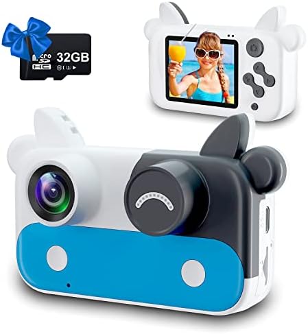 FARCODLE Kids Camera, 1080P HD Digital Video Camera for Kids, Toddler Camera with 32GB SD Card, Portable Mini Kids Selfie Camera, Christmas Birthday Gifts for Boys Girls Age 3-8, Blue