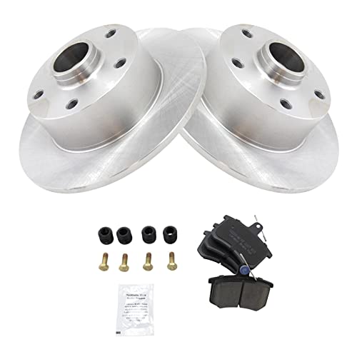 Image of TRQ Rear Brake Pad and Rotor Set Ceramic Vented Rotors Compatible with 1998-1999 Audi A4