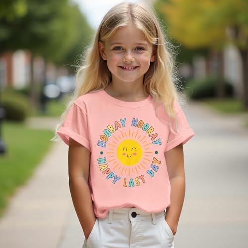 BOUTIKOME Happy Last Day of School Shirt for Girls Kid End of School T-Shirt Student Graduation Gift Summer Tees Tops2