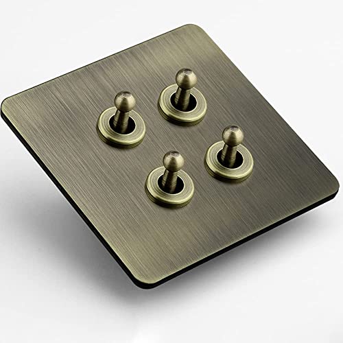 Interruptor de palanca de palanca 10A 86 Tipo Interruptor de pared de latón Interruptor de palanca retro para el hogar 1-4 Gang 2 vías Interruptor de luz de palanca antiguo hecho a mano para restauran Cover