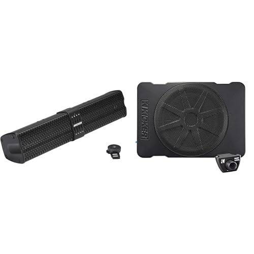 Image of KICKER 47KPB1 PowerBar KPB1 20-inch Bluetooth Powered UTV Soundbar, Black Weather-Proof Enclosure w/ 51HS10 Hideaway Compact Powered Subwoofer, 10-Inch Bundle