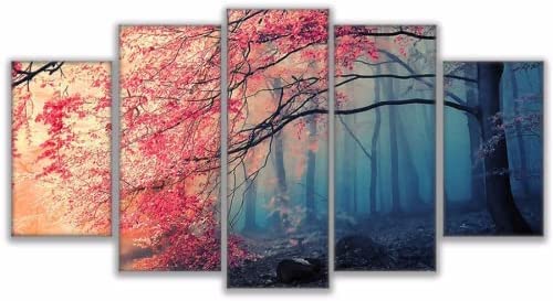 Canvas Wall Art Picture 5 Piece Mangrove Forest With Frame 200 X 100 Cm Canvas Prints Art Prints Decor Artwork Modern Pictures For Home Decorations Living Room Dining Room Bedroom -9O6A+M1A6-9J1E-J3W1