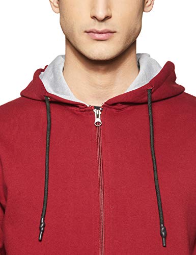 Image of Diverse Men's Cotton Blend Front Zipper Hooded Sweatshirt (DCMSSF07RC17L35-4275B Maroon S)