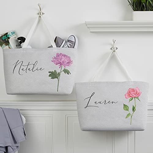 Personalization Universe Birth Month Flower Personalized Tote Bag3