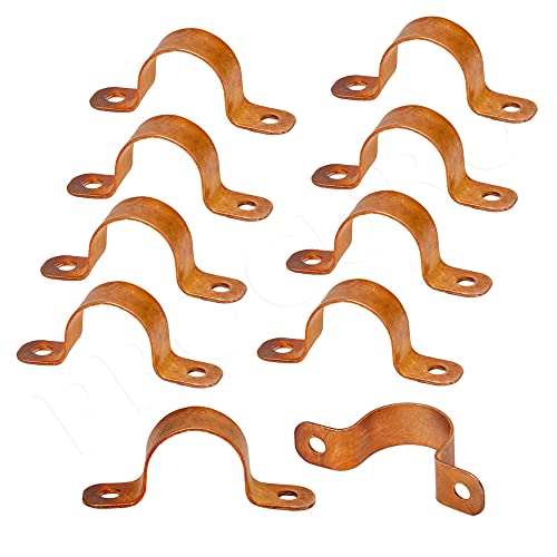 Procuru 1/2-Inch Copper Pipe Strap, Two-Hole Clamp Mount (1/2", 10-Pack) #TOP7