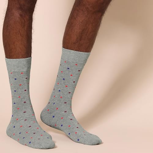 Amazon Essentials Men's Patterned Dress Crew Socks, 5 Pairs