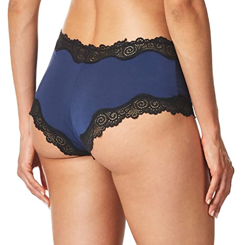 Maidenform Women's Underwear Low-Rise Cheeky Fit, Scalloped Lace Hipster Panties, Navy/Black, 9 #TOP2