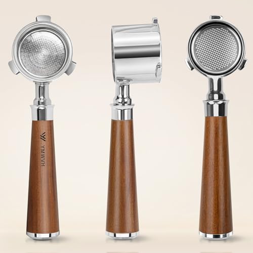 Image of 51mm Bottomless Portafilter 3 Ears Compatible with De-longhi La Specialista Coffee Espresso Machine EC9335 9155 9355 9665,100% Stainless Steel Filter Basket and Rosewood Handle