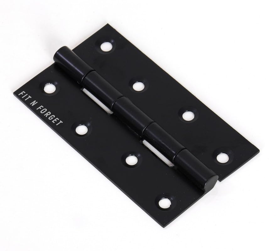 FIT N FORGET Heavy Stainless Steel Black Finish Door Butt Hinges 4 inchx14 Gauge|2.0 mmsoft Movement kabza for Door,Home,Office,Hotel,Main Room(Pack of 12)