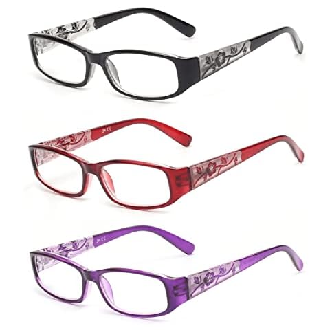 JM 3 Paquete Gafas de Lectura Rectangulares Bisagras de Resorte Cover