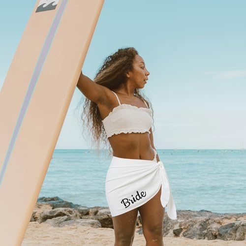 Bachelorette Party Bride Cover ups - Bride to Be Sarong Beach Skirt for Bridal Shower Bachelorette Party Accessory Bridesmaids Gifts White2