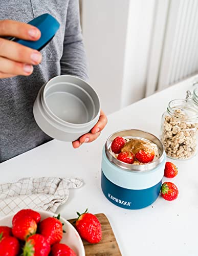 Kambukka Bora Warmhaltebox für essen. Vakuumisolierter 18/8 Edelstahl. 400ml Teel Blue Cover