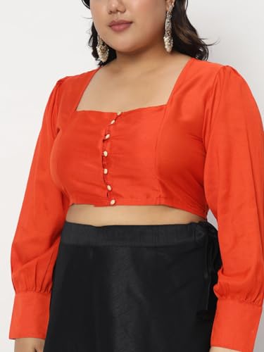 Image of studio rasa Women's Plus Size Chroma Button Down Crop Top for Wedding Festive Party
