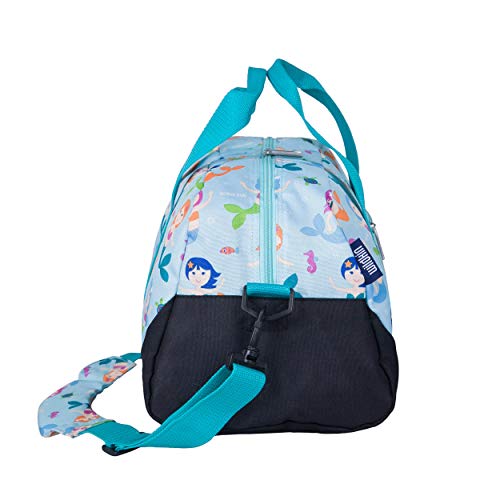 Wildkin Kids Overnighter Duffel Bag for Boys and Girls, Carry-On Size and Perfect for After-School Practice or Weekend Overnight Travel, Measures 18x9x9 Inches, BPA-free, Olive Kids (Mermaids)