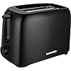 Daewoo Essentials 2 Slice Toaster – Compact Black Toaster with Adjustable Browning Control & Slide-Out Crumb Tray, Easy to Clean, 700W Electric Breakfast Appliance