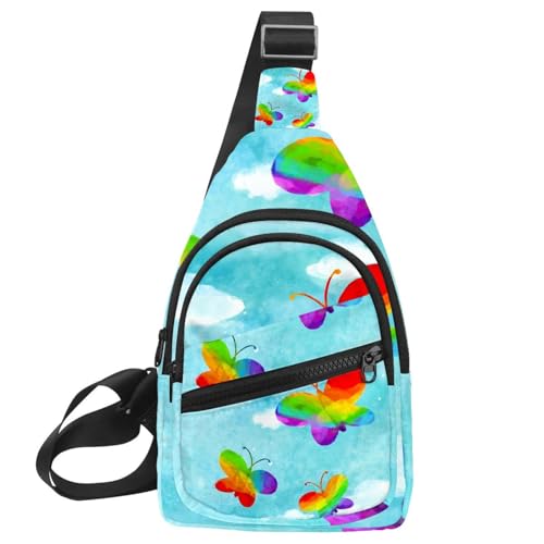 Sac à bandoulière pour homme et femme style aquarelle papillons tendance