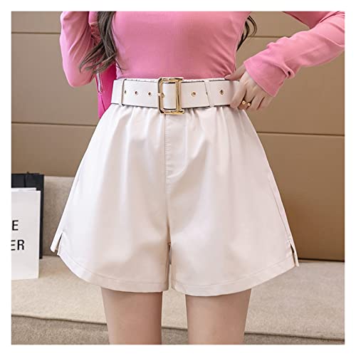 Shorts en cuir PU CLSDRZC hiver doté de poches larges et d'une ceinture ajustée