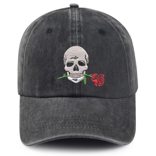 MOLIAN Rose & Skull Embroidered Baseball Cap Women -