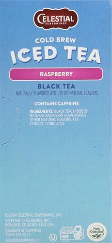 Image of Celestial Seasonings Cold Brew Raspberry Black Iced Tea 18 Tea Bags