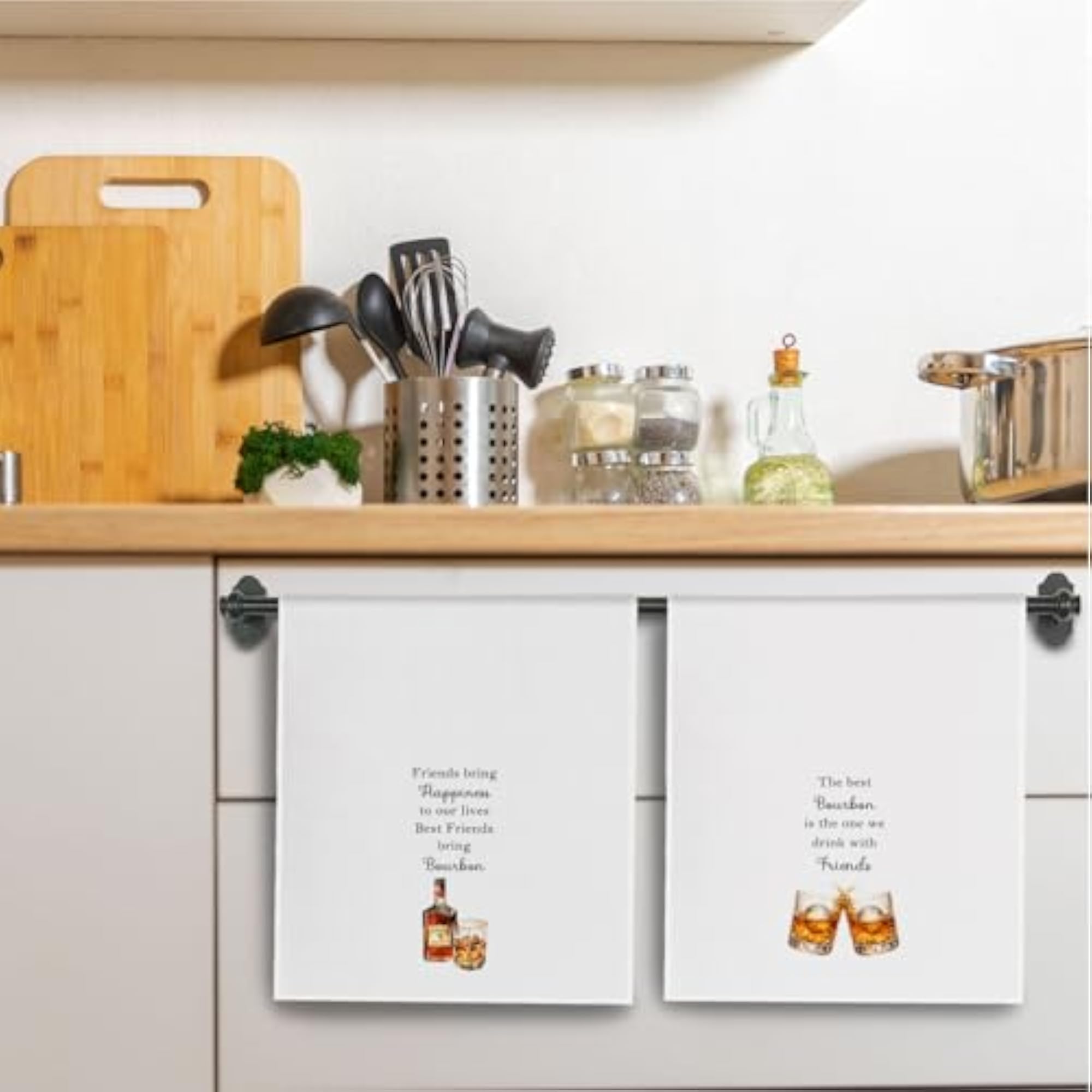Friends and Bourbon Kitchen Towels, Gift for Bourbon Lovers