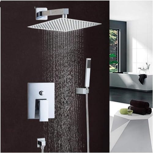 Colonne de douche cascade chrome avec mitigeur monocommande et effet pluie pour salle de bain modern