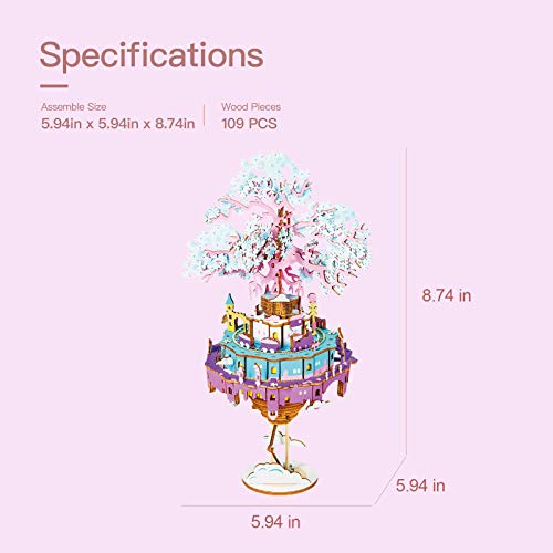 Robotime 3D Wooden Puzzles For Adults Diy Music Box Model Kits To Build Colorful Rotating Craft Kits (City In The Sky) #TOP2