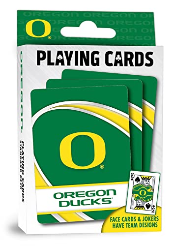 Image of Masterpieces Oregon Ducks Playing Cards - Official NCAA Licensed 54 Card Deck, Standard Size Poker Cards, Custom Oregon Ducks Face Card Designs, Durable Cardstock, Oregon Ducks Game Night Set