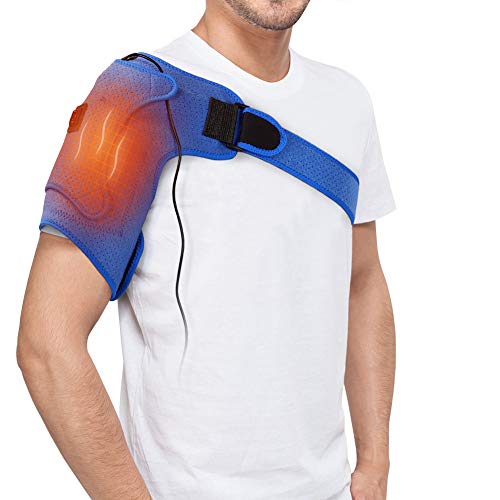 Hombrera Ajustable, Hombro Apoyo para Lesiones, Soporte de Hombro Calentado, Hombro Brace con 3 de Temperatura Ajustable, Aliviar el Dolor en el Hombro, Prevenir y Restaurar Lesiones Deportivas(L)