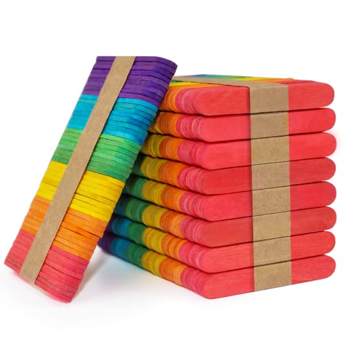 WISYOK 450PCS Colored Craft Sticks 2.5 Inch Mini Wood Popsicle Sticks Rainbow Craft Sticks Ice Cream Sticks for DIY Craft Creative Designs Arts & Handwork