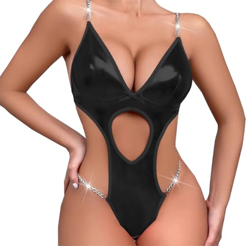 Body en cuir noir SNOMYRS pour femme avec chaîne amovible