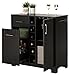 South Shore Bar Cabinet with Bottle and Glass Storage, Black Oak