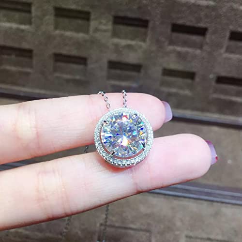 Collier argent 925 femme avec pendentif rond serti de pierres éclatantes