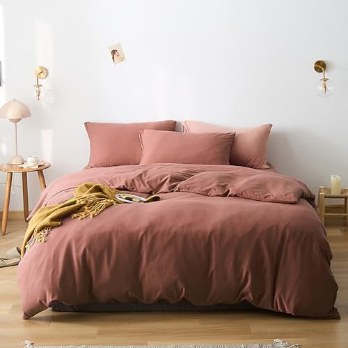 Cottonight Brick Red Comforter Set Full Bedding Set Quilts Blanket