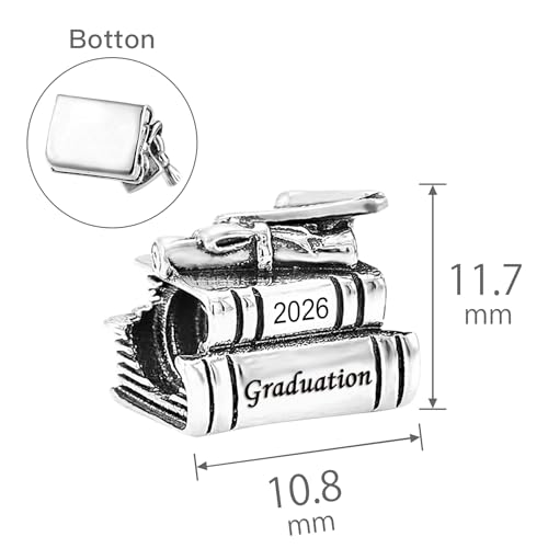 Image of Class 2026 Graduation Graduate Charm Compatible with Pandora Charms Bracelets for 2025 University Master Phd Graduation Bead Jewelry Gifts