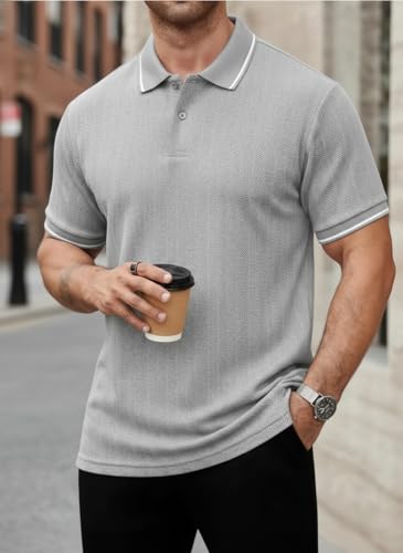 Image of Mack Jonney Men's Premium Jacquard Polo T-Shirt | Short Sleeve Soft Knit Fabric | Stylish Casual & Smart Wear Polo-M6907