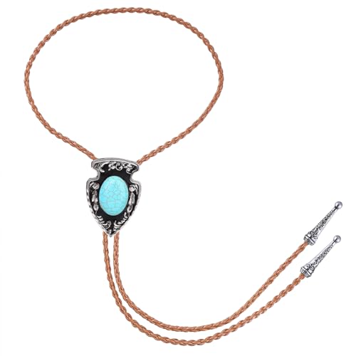 Image of Btilasif Bolo Tie Brown for Men, Scorpion Luminous Stone Cowboy Tie Western Leather Necktie Necklace for Women