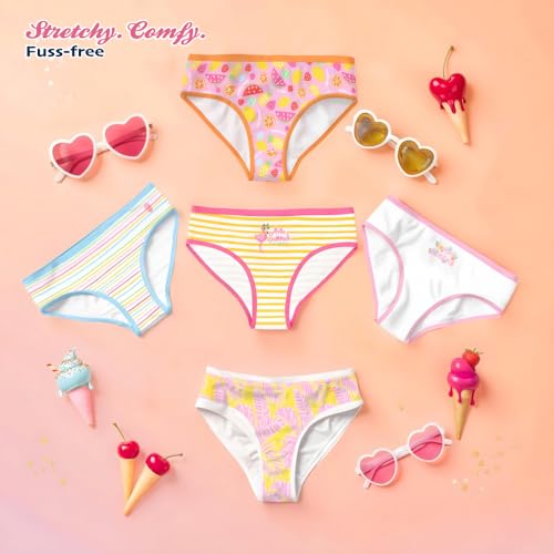 Image of Tommy Bahama Girls Cotton Brief Underwear 5-Pack, Tagless Cotton Panties Multipack for Kids and Toddlers
