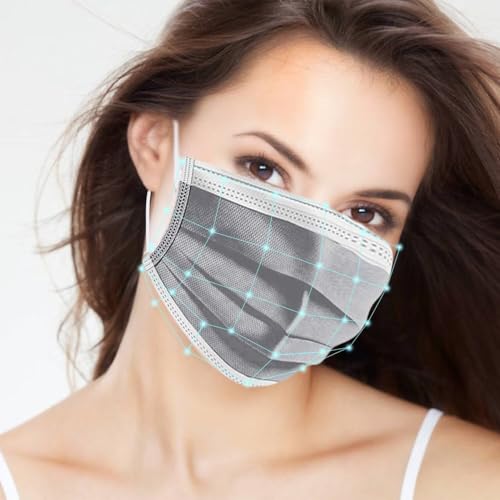 Image of 100PCS Masks Grey Disposable Face Mask 3 Ply Breatherable Face Masks