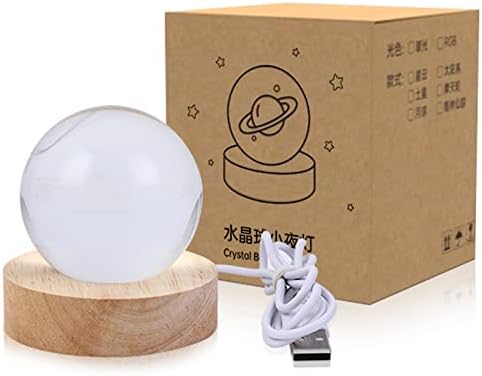 3D Crystal Ball Nightlight Decolamp Solar System Model Decor Science Astronomy Universe Cool Desk Present Space Gifts Decor, Saturn