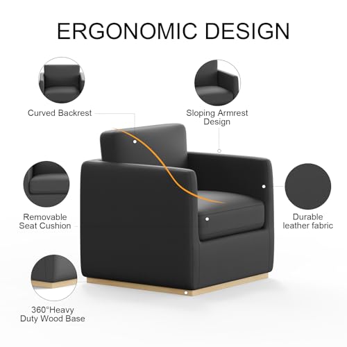 Sillón giratorio acolchonado color negro miniatura 5