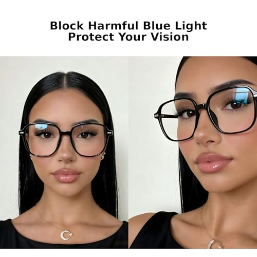 Image of Dollger Blue Light Glasses for Women Oversized Square BlueLight Blocking Big Frames Stylish Eyeglasses