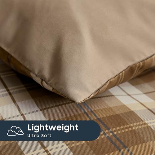Image of Wake In Cloud - Plaid Comforter Set, Scottish Tartan Check Geometric Modern Pattern Printed, Soft Lightweight Bedding, 3 Pieces, Brown, Twin /Twin XL Size