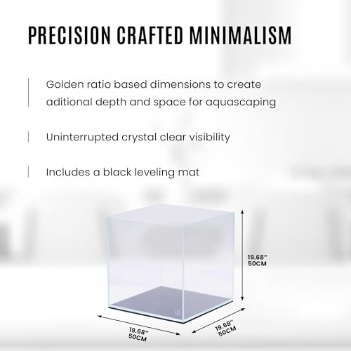 Image of UNS Ultra Clear Rimless Tank - 33GAL | 125L - 19.68x19.68x19.68 | 50x50x50 CM, 8mm Glass Thickness, Leveling Mat Included - Low Iron, High Clarity Fish Tank w / 45 Mitered Edge - [50C]