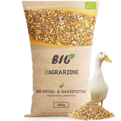 Agrarzone Bio Nourriture pour Canards 20 kg - 100% Bio, qualité autrichienne - Aliment adapté aux Canards Coureurs, nettoyé Plusieurs Fois - Aliment pour Canards Sauvages, Canards domestiques et oies