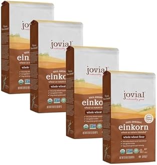 Jovial Organic Einkorn Whole Wheat Flour - Bread Baking Flour for Sourdough, High Protein, Non-GMO, For Organic Pizza & Pasta, European Italian Made, Glyphosate Free - 32 Oz, 4 Pack
