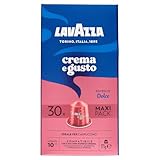 Lavazza, Crema e Gusto Dolce, 30 Kaffeekapseln Nespresso Kompatibel, mit Noten von Nüssen und Kakao, Arabica und Robusta, Intensität 10/13, Helle/Mittlere Röstung